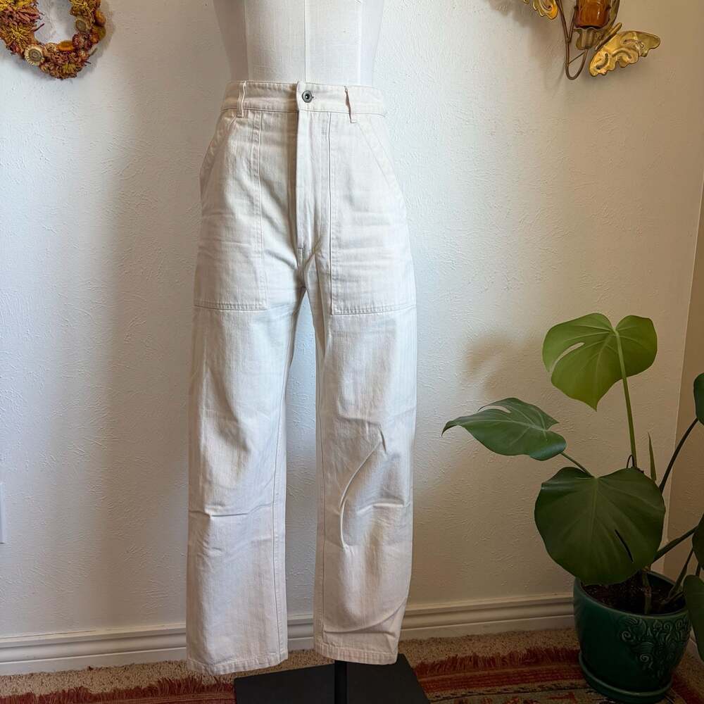 P&Co Service Fatigues White Herringbone Utility Pants